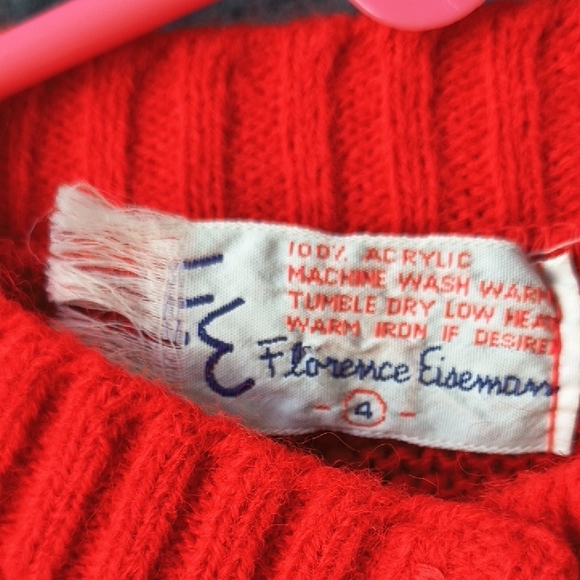 Florence Eiseman Vibrant Red Knit Sweater Size 4 - Picture 2 of 3